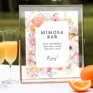 Färg Pastel Blommigt Mimosa Pub-tecken Poster
