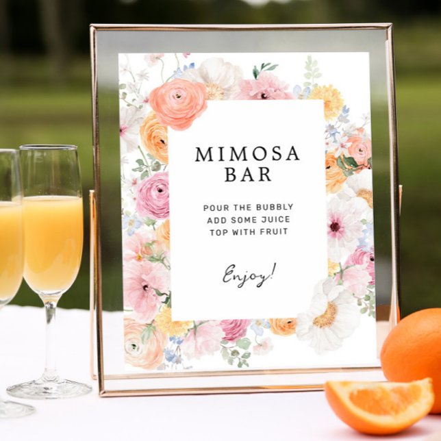 Färg Pastel Blommigt Mimosa Pub-tecken Poster (Skapare uppladdad)