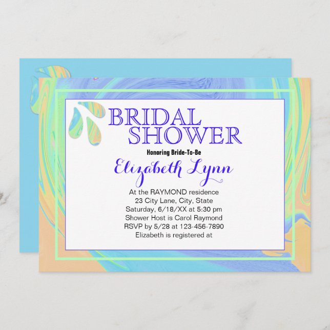 Färg Pastel Stänk Paint Swirl-mall Inbjudningar (Fram/baksida)