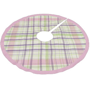 Färg pastellfärgad Elegant Retro Tartan Plaid M Julgransmatta Borstad Polyester