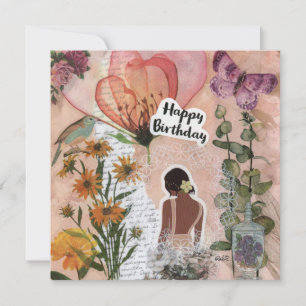 Färg Peach-Blommigtens födelsedag - platta hälsnin