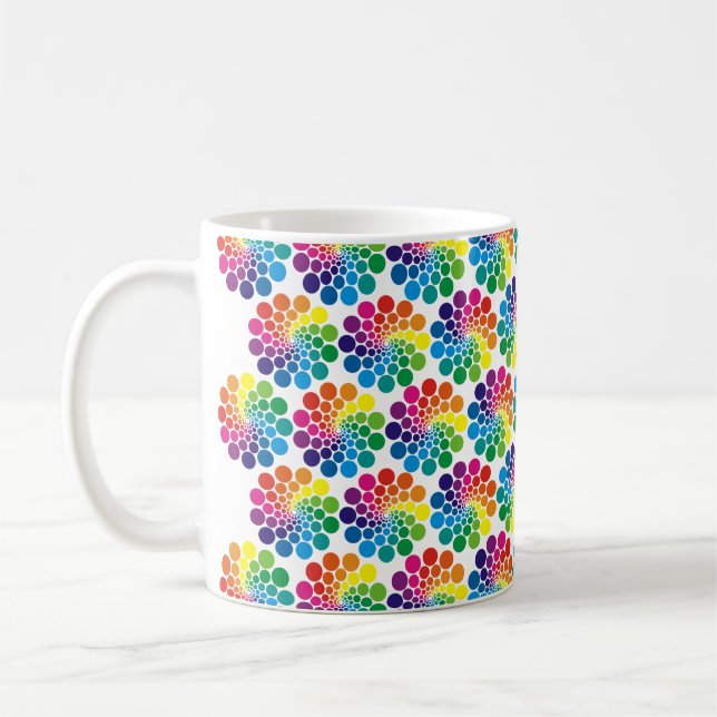Färg pekar cirklar mönster + din bakgrund kaffemugg (Vänster)
