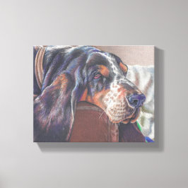 färg pencil teckning av basset hound hund på arbet canvastryck