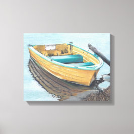 Färg Pencil Teckning i Gult Boat Canvastryck