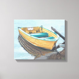 Färg Pencil Teckning i Gult Boat Canvastryck