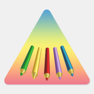 Färg Pencil Triangelformat Klistermärke