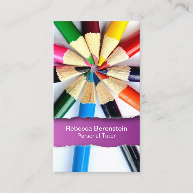 Färg Pencil Tutor Ripping Fuschia Affärskort Visitkort (Framsida)