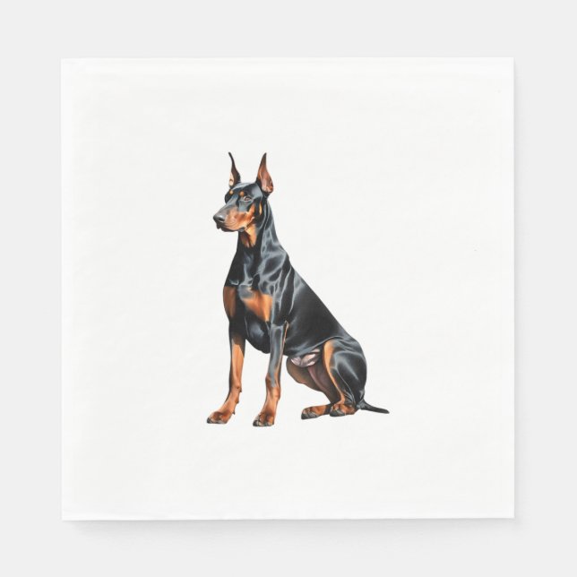 Färg-pennskiss av Doberman Pinscher. Essen Pappersservett (Framsidan)