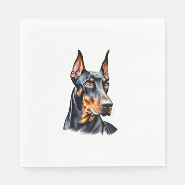 Färg-pennskiss av Doberman Pinscher. Essen Pappersservett (Framsidan)