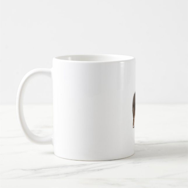 Färg-pennskiss av en Shetland Sheepdog. Essen Kaffemugg (Vänster)