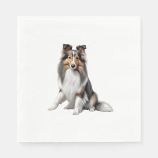 Färg-pennskiss av en Shetland Sheepdog. Essen Pappersservett