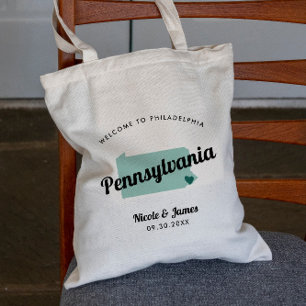 Färg Pennsylvania Karta Bröllop Välkomstbag, Tygkasse
