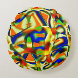 Färg-plåster på böjda bistrimlor rund kudde