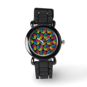 Färg Points Circle Mönster + din bakgrund Armbandsur