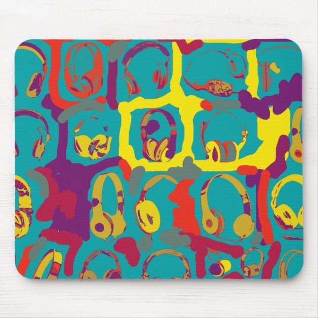 färg pop art dj hörlurar musmatta (Framsidan)