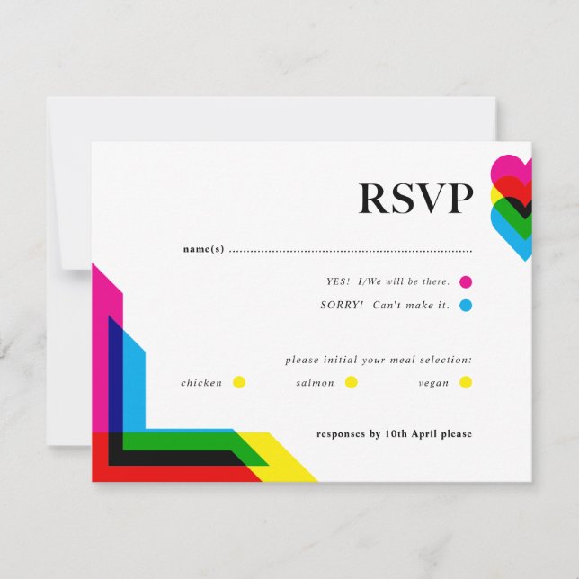 Färg Pop Bröllop RSVP-kort OSA Kort (Framsida)