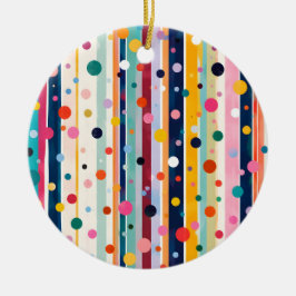 Färg Pop Polka Rand Mönster Julgransprydnad Keramik