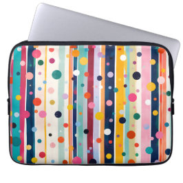 Färg Pop Polka Rand Mönster Laptop Fodral