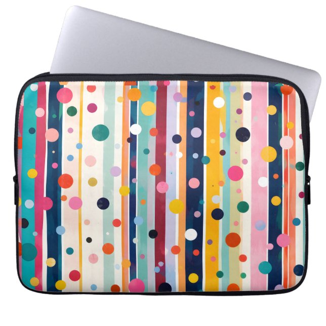 Färg Pop Polka Rand Mönster Laptop Fodral (Framsidan)