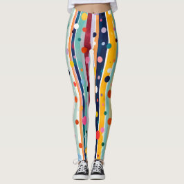 Färg Pop Polka Rand Mönster Leggings