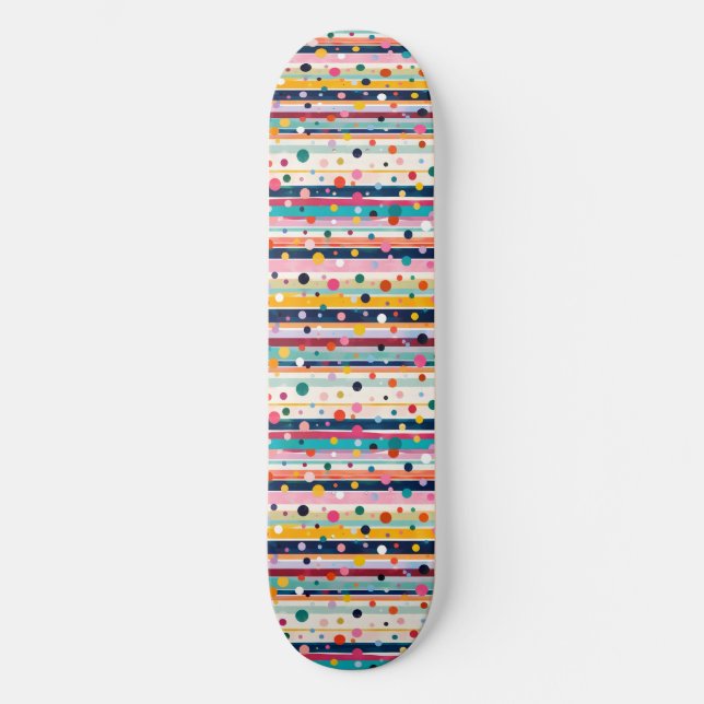 Färg Pop Polka Rand Mönster Mini Skateboard Bräda 18,5 Cm (Framsida)