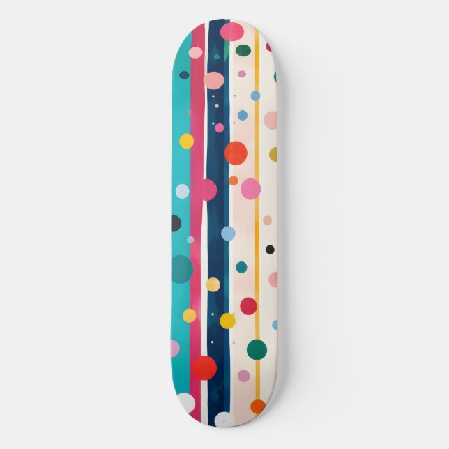 Färg Pop Polka Rand Mönster Mini Skateboard Bräda 18,5 Cm (Framsida)