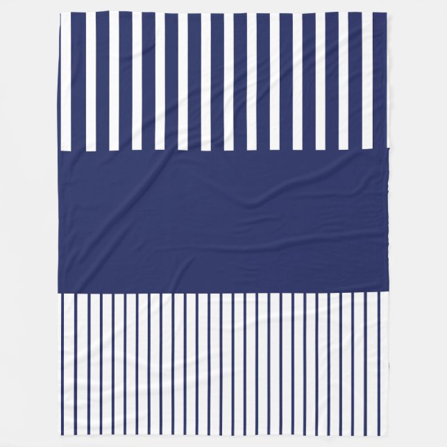 Färg Pop Rand - Blå och vit Fleecefilt (Framsidan)