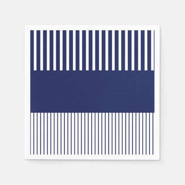 Färg Pop Rand - Blå och vit Pappersservett (Framsidan)