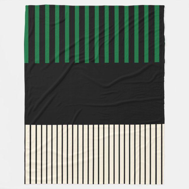 Färg Pop Rand - Grönt, grädde och svart Fleecefilt (Framsidan)