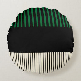 Färg Pop Rand - Grönt, grädde och svart Rund Kudde