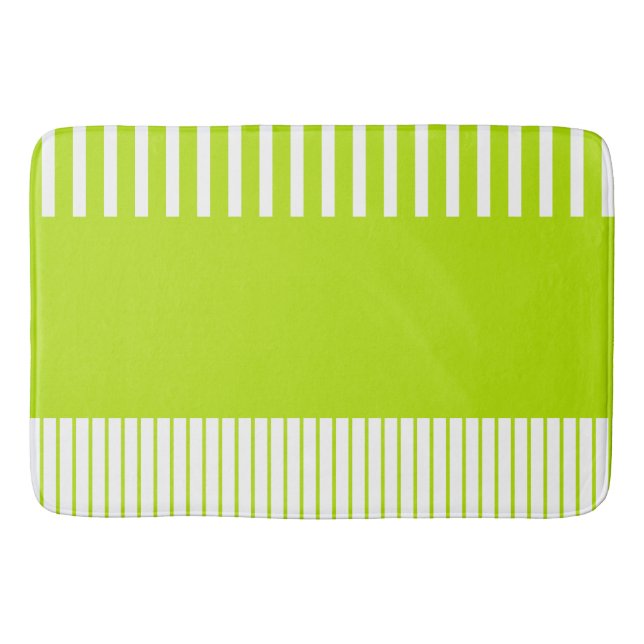 Färg Pop Rand i Lime Green och White Badrumsmatta (Framsidan)