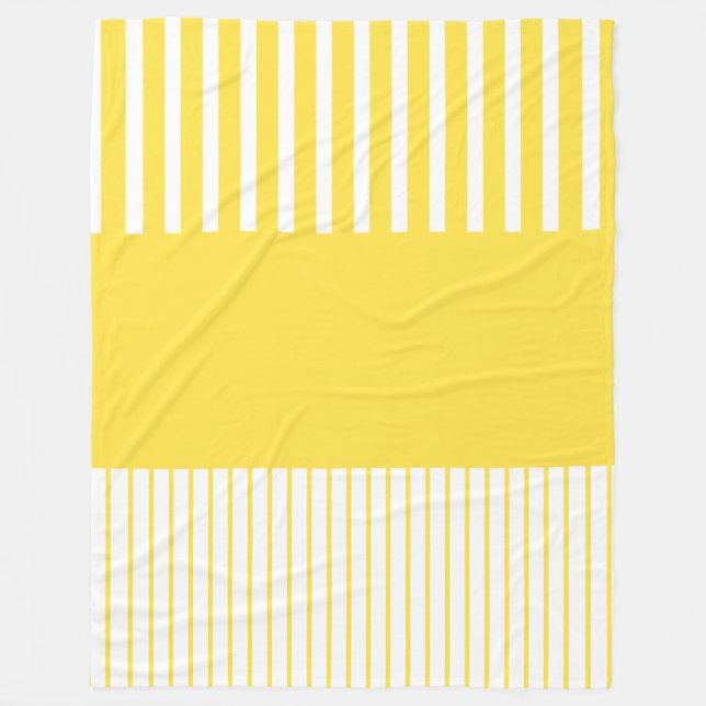 Färg Pop Rand - Lemon Gult och White Fleecefilt (Framsidan)