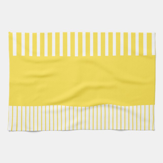 Färg Pop Rand - Lemon Gult och White Kökshandduk (Horisontell)