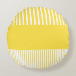Färg Pop Rand - Lemon Gult och White Rund Kudde