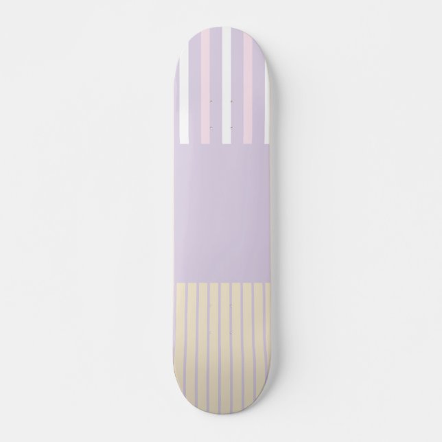 Färg Pop Rand - Pastellernas Rosa, Gult och Lila Mini Skateboard Bräda 18,5 Cm (Framsida)