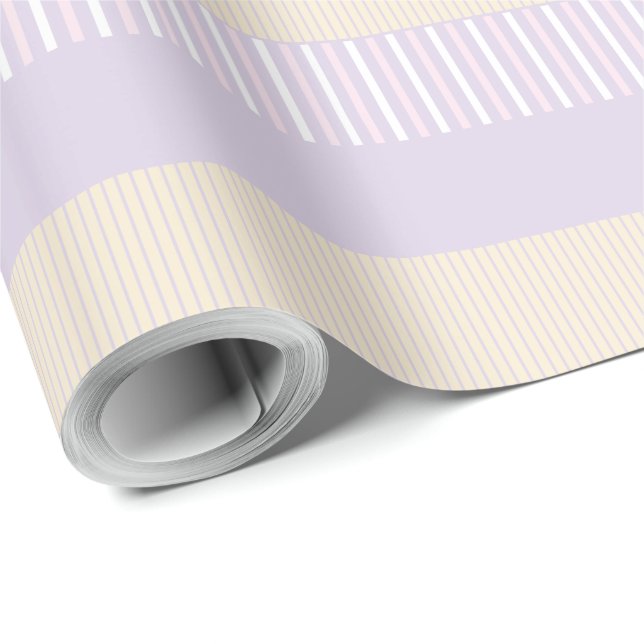 Färg Pop Rand - Pastellernas Rosa, Gult och Lila Presentpapper (Rulle Hörn)