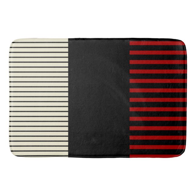 Färg Pop Rand - Red & Cream Badrumsmatta (Framsidan)