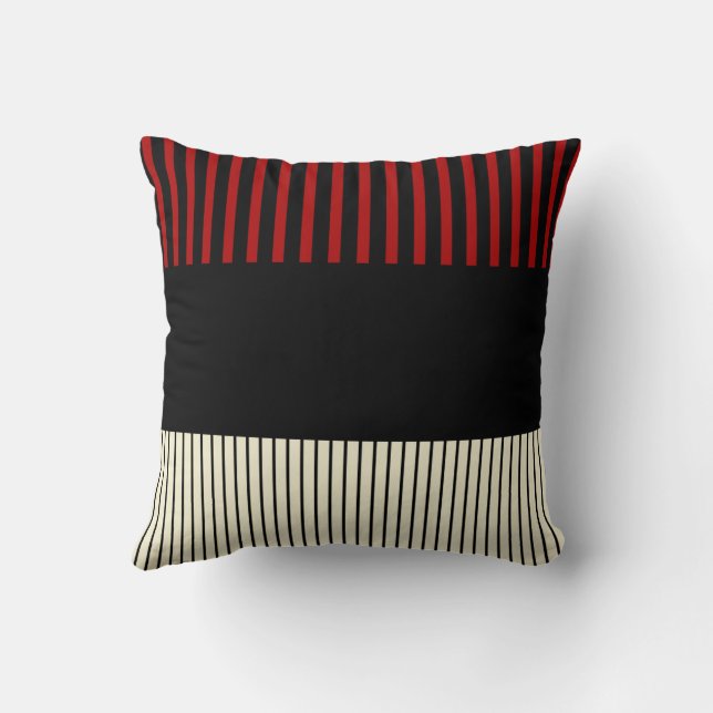 Färg Pop Rand - Red & Cream Kudde (Baksida)