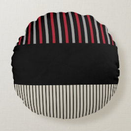 Färg Pop Rand-Red, Grått, svart och benvit Rund Kudde