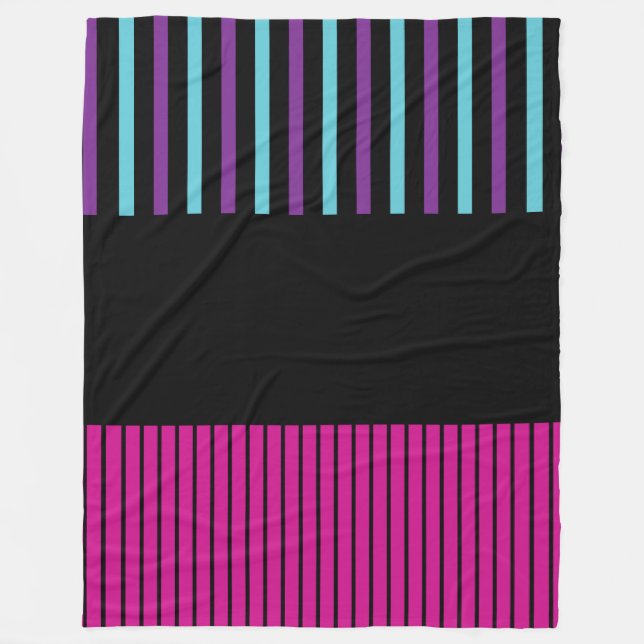 Färg Pop Rand - Rosa, Lila, blått och svart Fleecefilt (Framsidan)