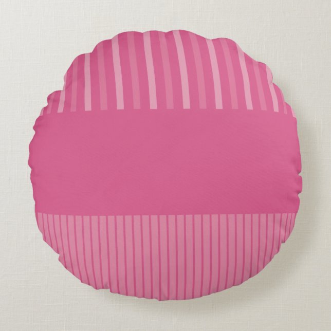 Färg Pop Rand - Rosa Rund Kudde (Framsidan)