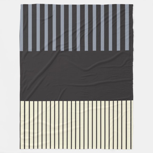 Färg Pop Rand - Svart, Grått och Cream Fleecefilt (Framsidan)