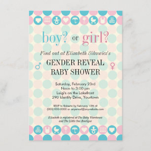 Färg pricker gender avslöjer baby shower inbjudningar