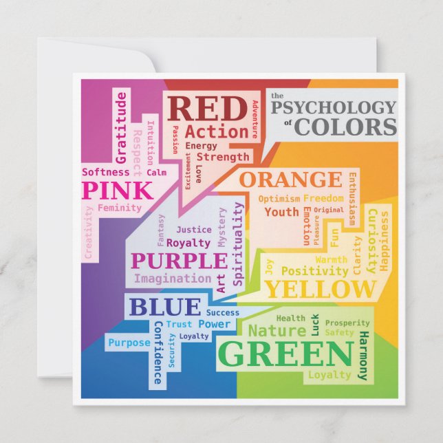 Färg Psychology Ord Cloud Illustration Boxes Julkort (Framsida)