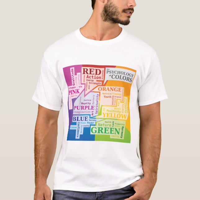 Färg Psychology Ord Cloud Illustration Boxes T Shirt (Framsida)