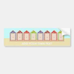 Färg rad i texten Beach Huts Sommar Anpassningsbar Bildekal