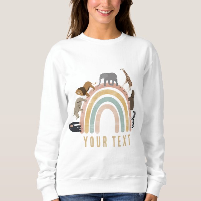 Färg Rainbow Jungle Animals T Shirt (Framsida)