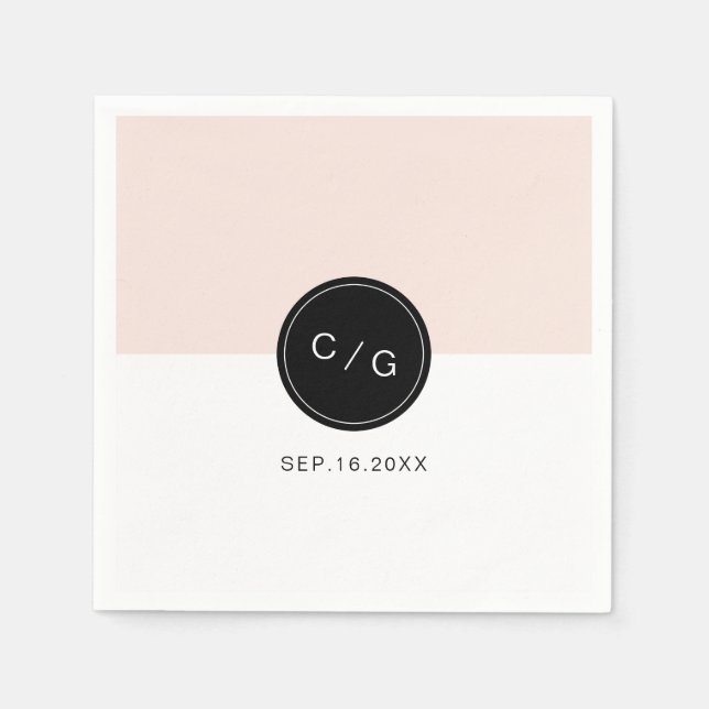 Färg redigerbar minimalistisk modern bröllop monog pappersservett (Framsidan)