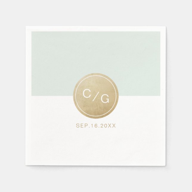 Färg redigerbar minimalistisk modern bröllop monog pappersservett (Framsidan)