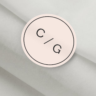 Färg redigerbart minimalistiskt modernt par monogr runt klistermärke